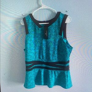 Teal and Black Sleeveless Top